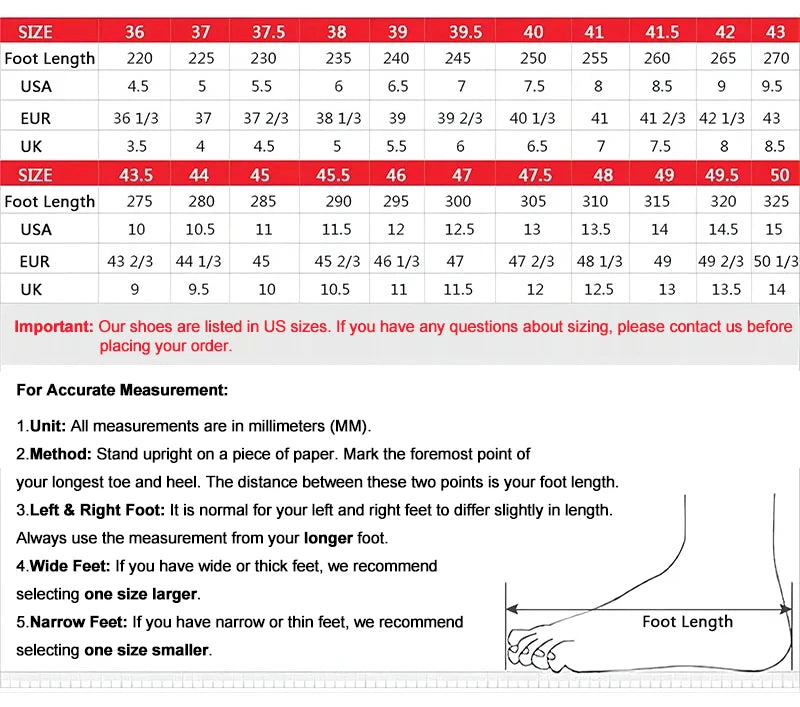 Li-Ning Red Hare 9 Pro men's racing shoes size chart with US/EU/UK foot-length conversions.