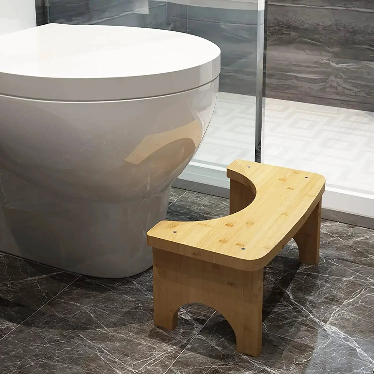 EcoBamboo No Installation Bamboo Squat Toilet Stool Non Slip for Comfort and Posture for Adults and Children