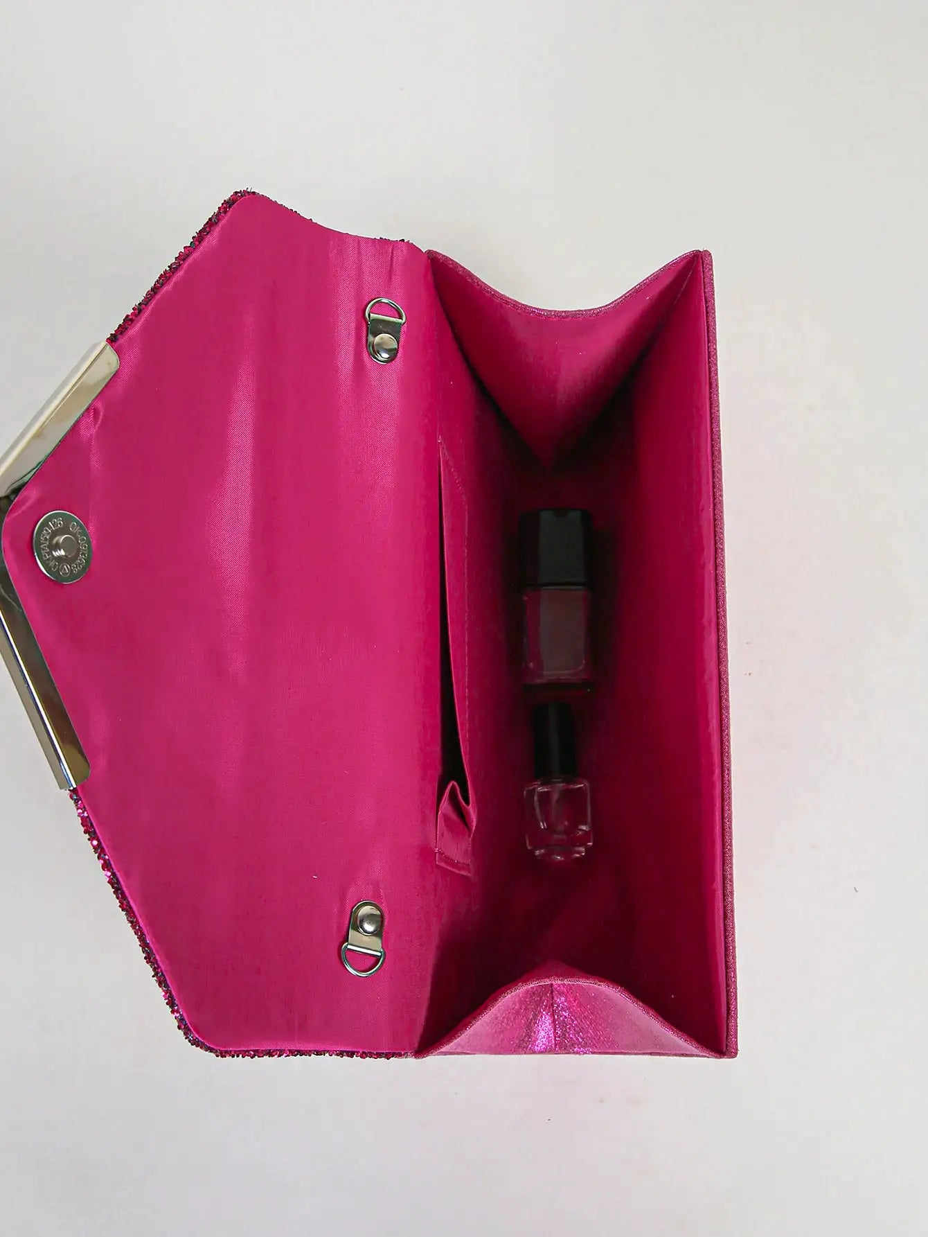 Simples Market pink satin envelope clutch with sequin trim and chain strap for party