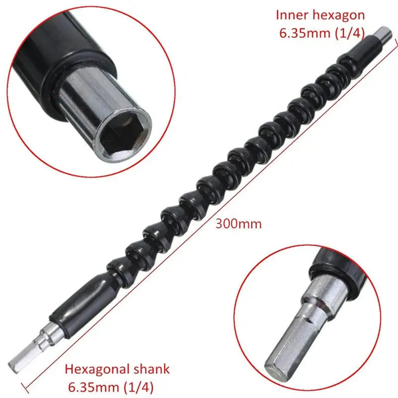 300mm Hexagonal Universal Soft Shaft Extension Rod For Electric Screwdrivers Connecting Rod Tool For Woodworking And DIY