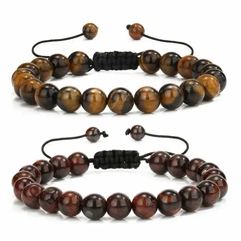 8mm Natural Tiger Eye And Lava Rock Beaded Bracelet For Men Handmade Protection Gift