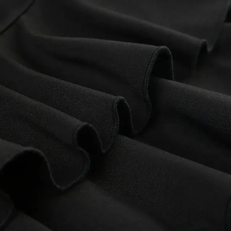 Goth Y2K black A-line mini skirt for women fabric close-up