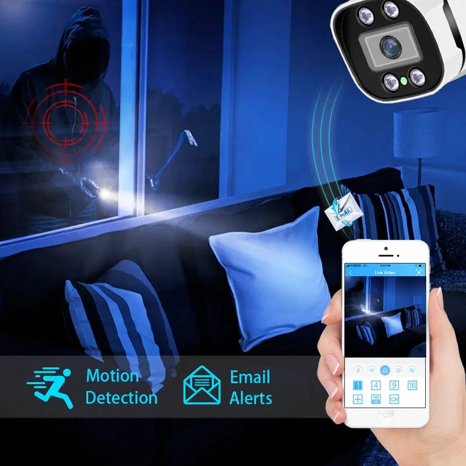 Simples Market 4K PoE IP bullet security camera with night vision, waterproof, motion detection, email alerts