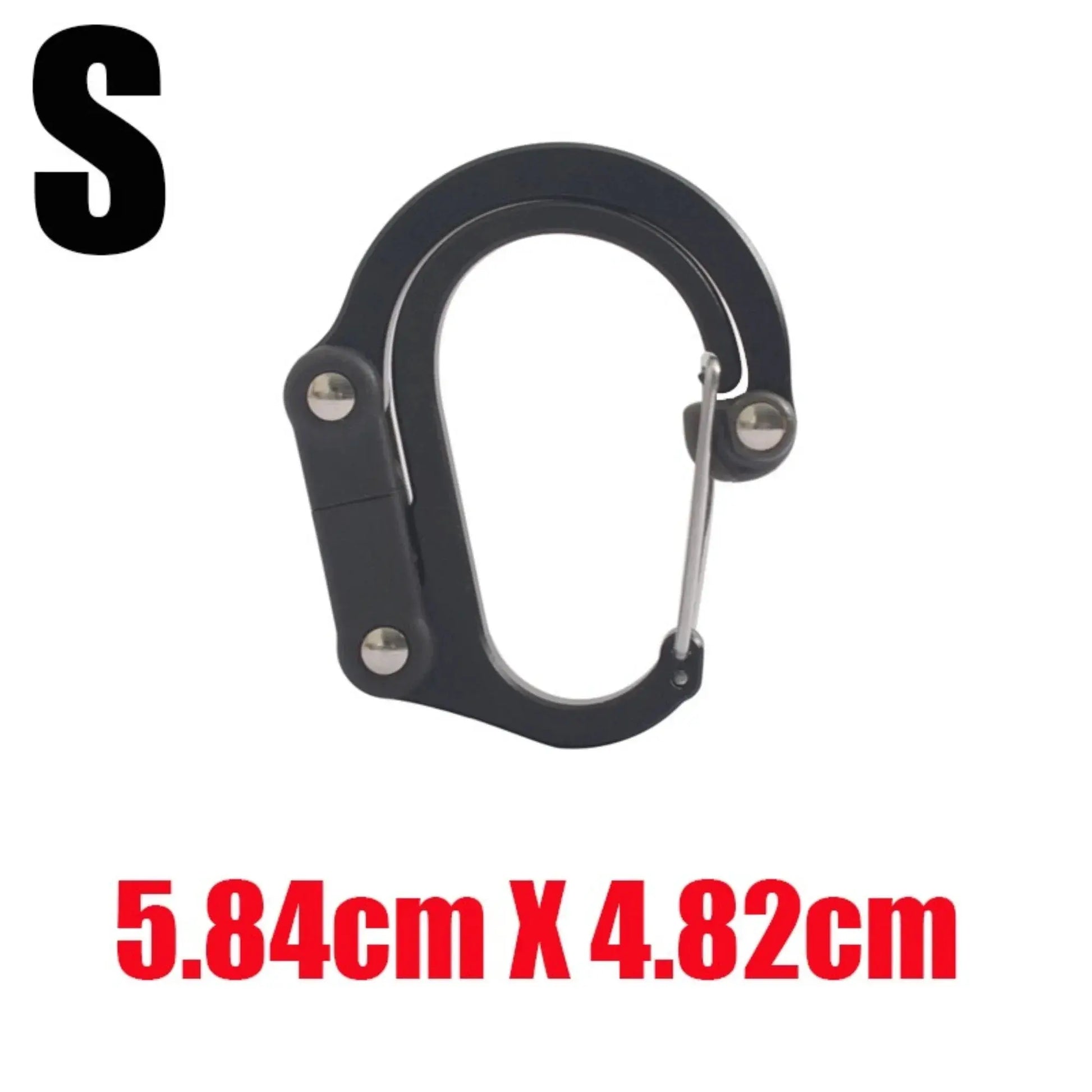 Hybrid Gear Clip rotating carabiner hook, non-locking, black for camping and hiking