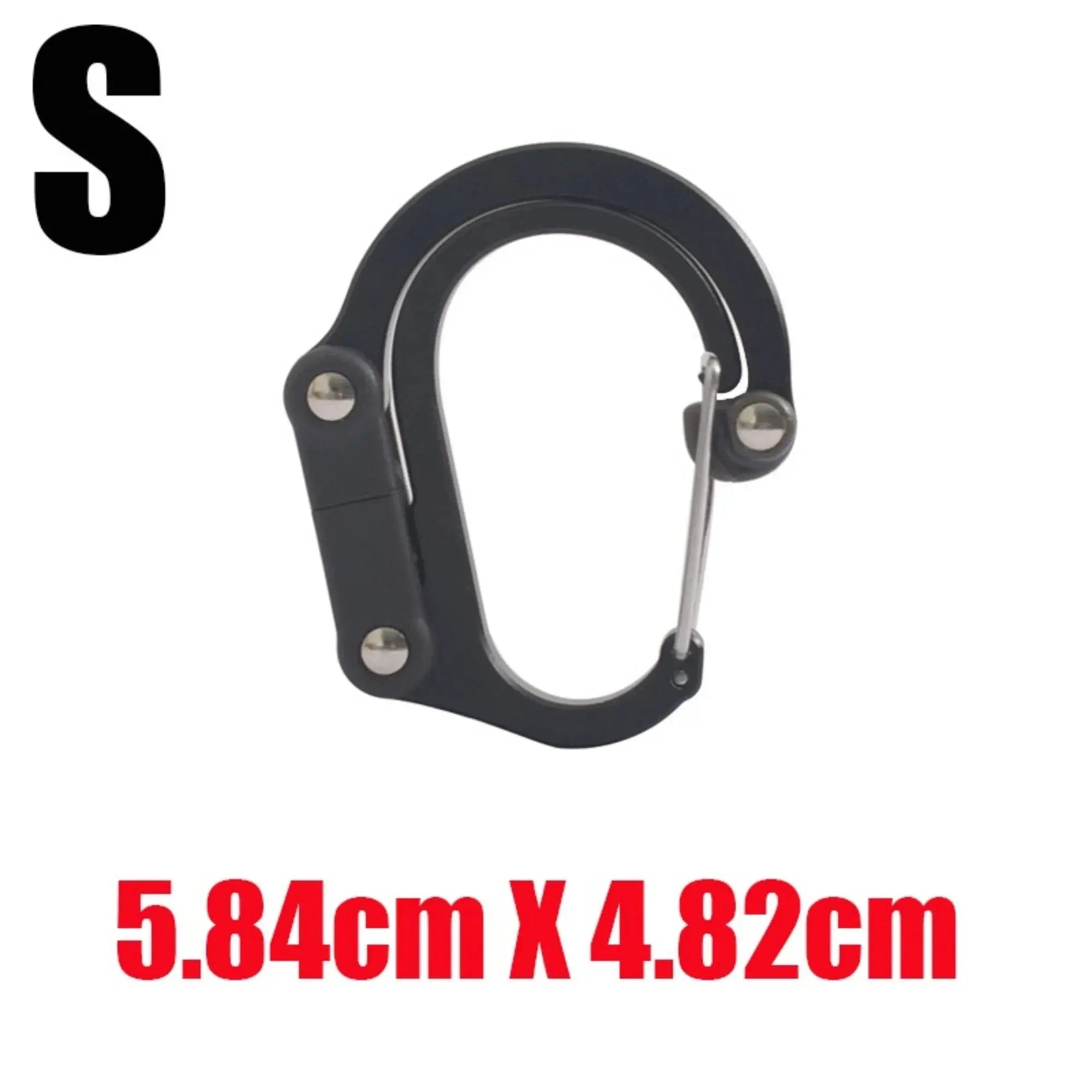 Hybrid Gear Clip rotating carabiner hook, non-locking, black for camping and hiking