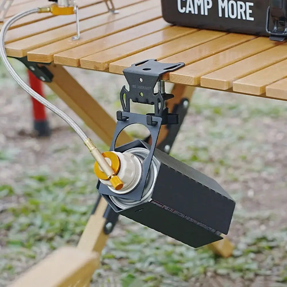 Hang Gas Canister Hook by Simples Market for camping; black metal gas tank bracket with hanging plate