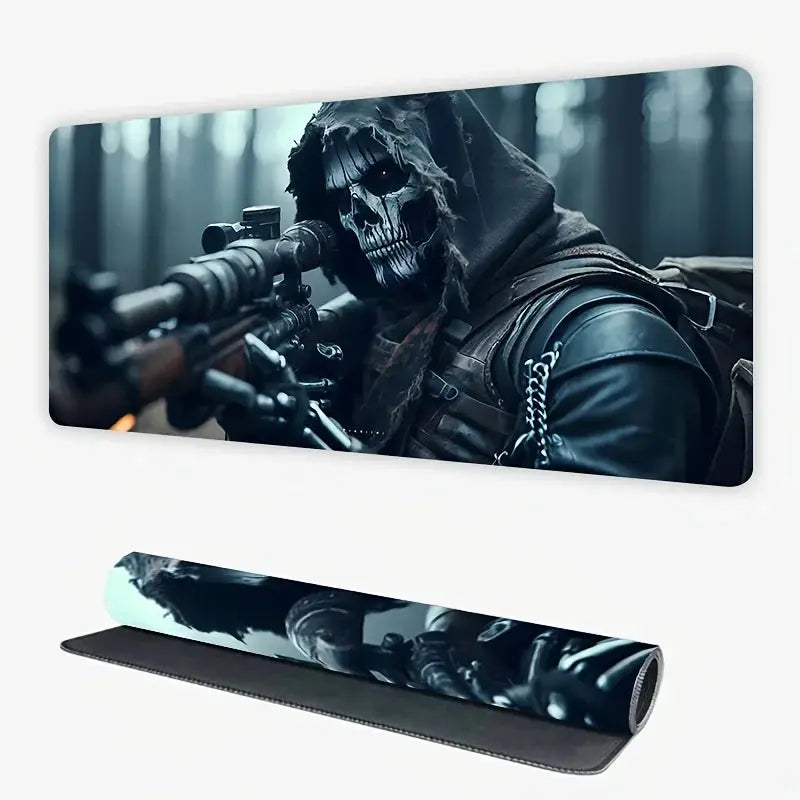 Grim Reaper Gaming Mouse Pad Hooded Skull Sniper Stealth Design Non Slip Rubber Base Desk Mat For Horror Esports PC
