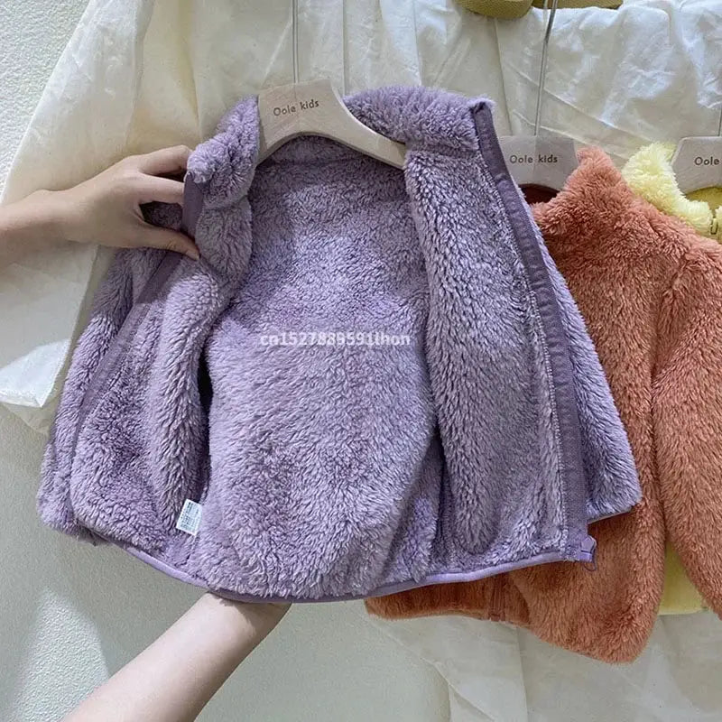 Pink Girls Winter Thermal Fleece Jacket Coat For Toddlers And Kids 0 6Y Warm Korean Outerwear