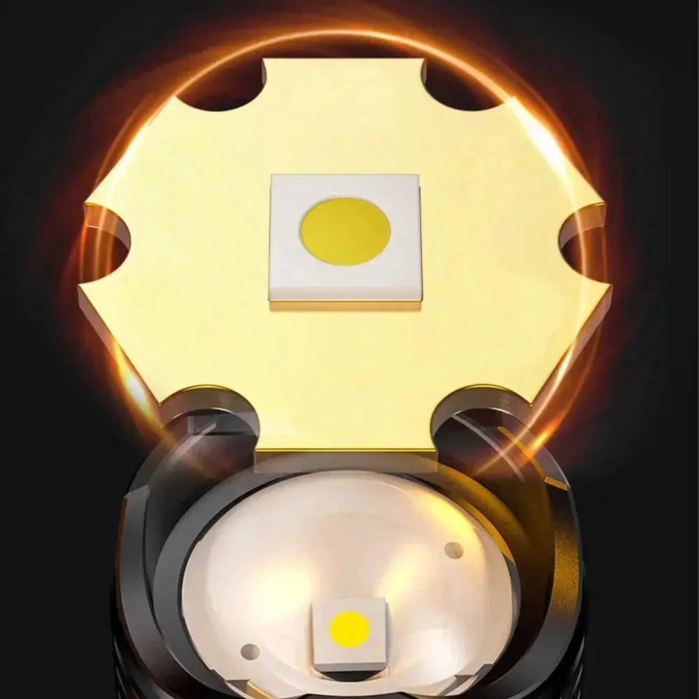 Simples Market high-power USB rechargeable LED flashlight with gold star LED board and compact waterproof head