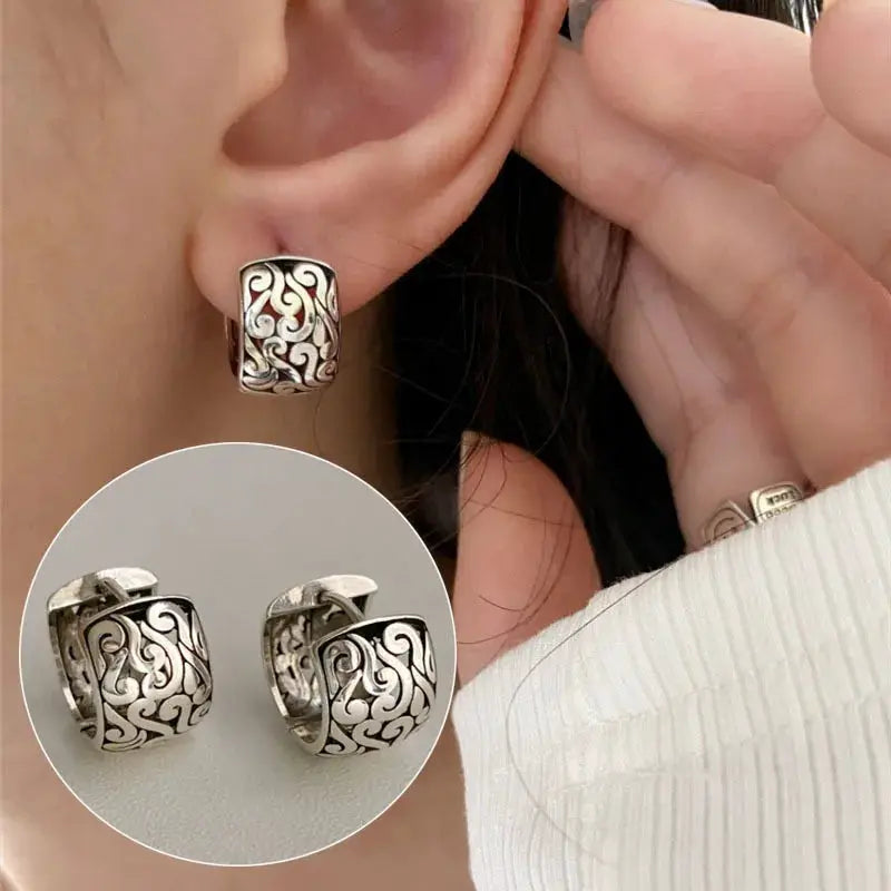 925 Sterling Silver Star Hoop Earrings For Women And Girls Trendy Original Hip Hop Style Jewelry Gift