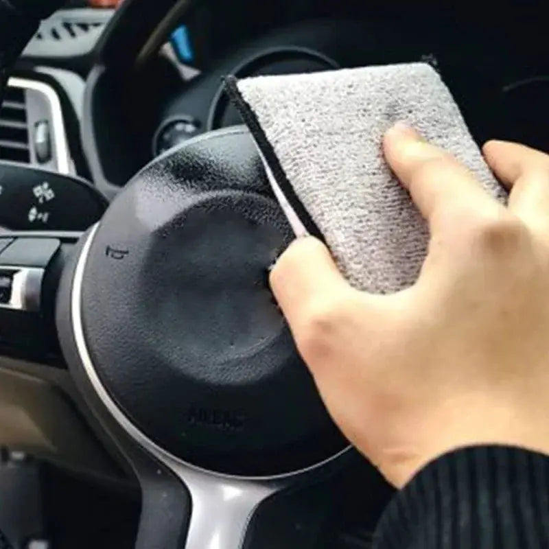 Simples Market microfiber sponge for car detailing, double-sided gray pad ideal for leather cleaning