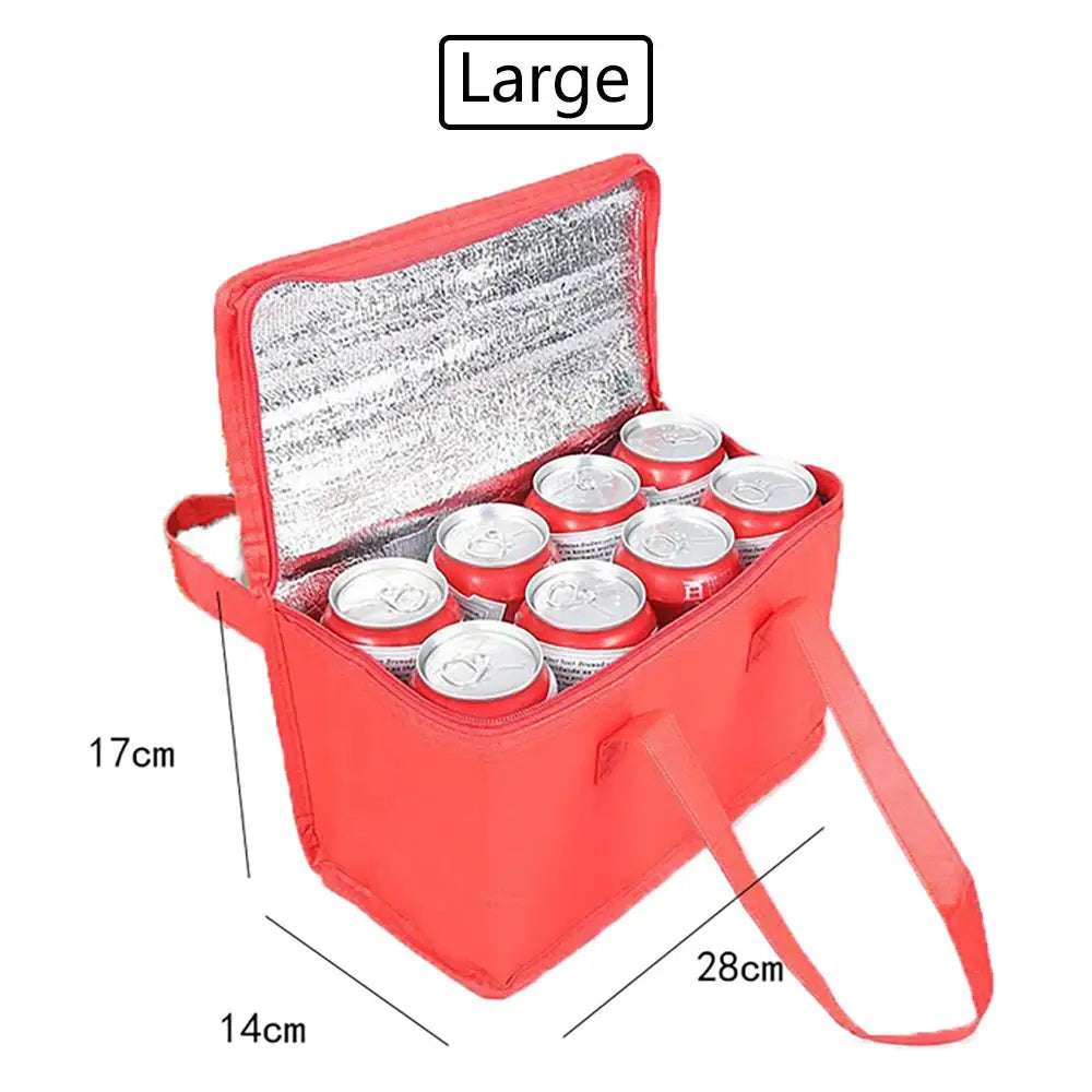 Portable Lunch Cooler Bag Folding Insulation For Picnics Beer Delivery And Food Ice Pack Included