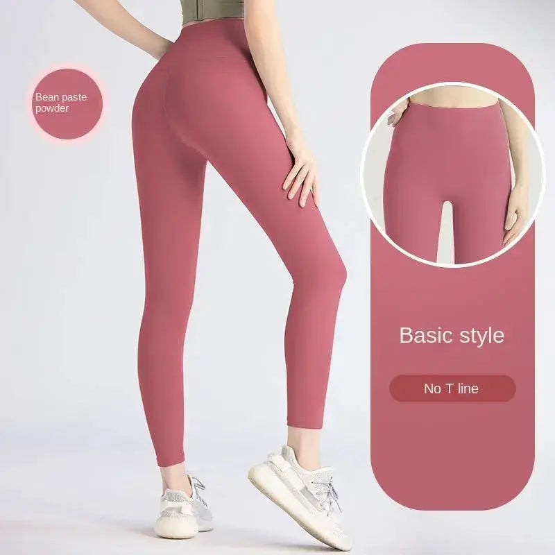 Yoga leggings by Simples Market, UPF50+ pink high-waisted hip-lifting gym pants for workouts.