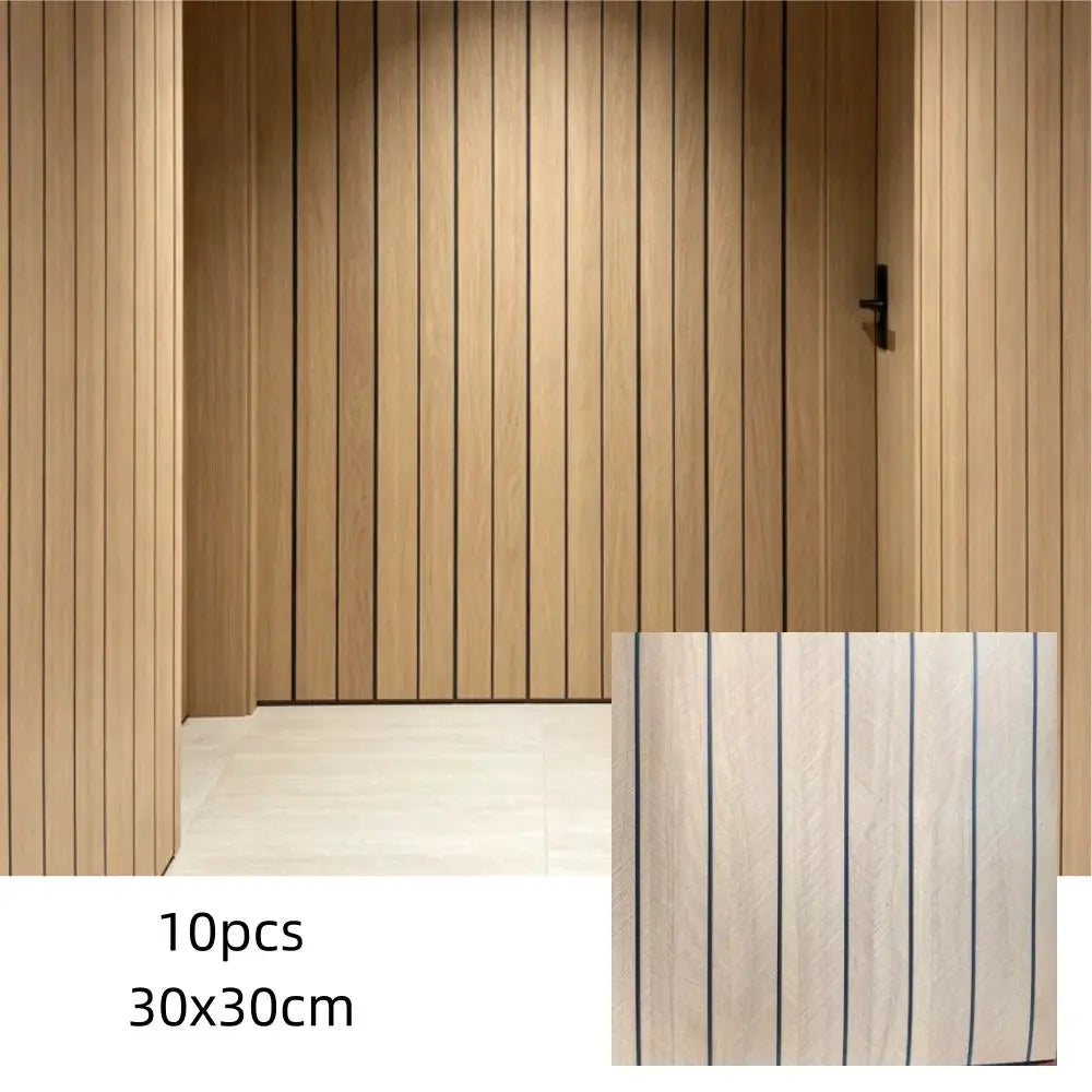 Simples Market 10pcs 3D wood-grain wall panels 30x30cm, self-adhesive peel-and-stick wallpaper for ceilings.