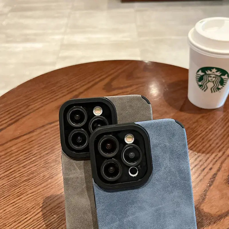 Fashion Matte Leather Silicone Case For iPhone 14 Plus 12 13 Mini 11 16 15 Pro Max 17 Pro Max Lens Protection