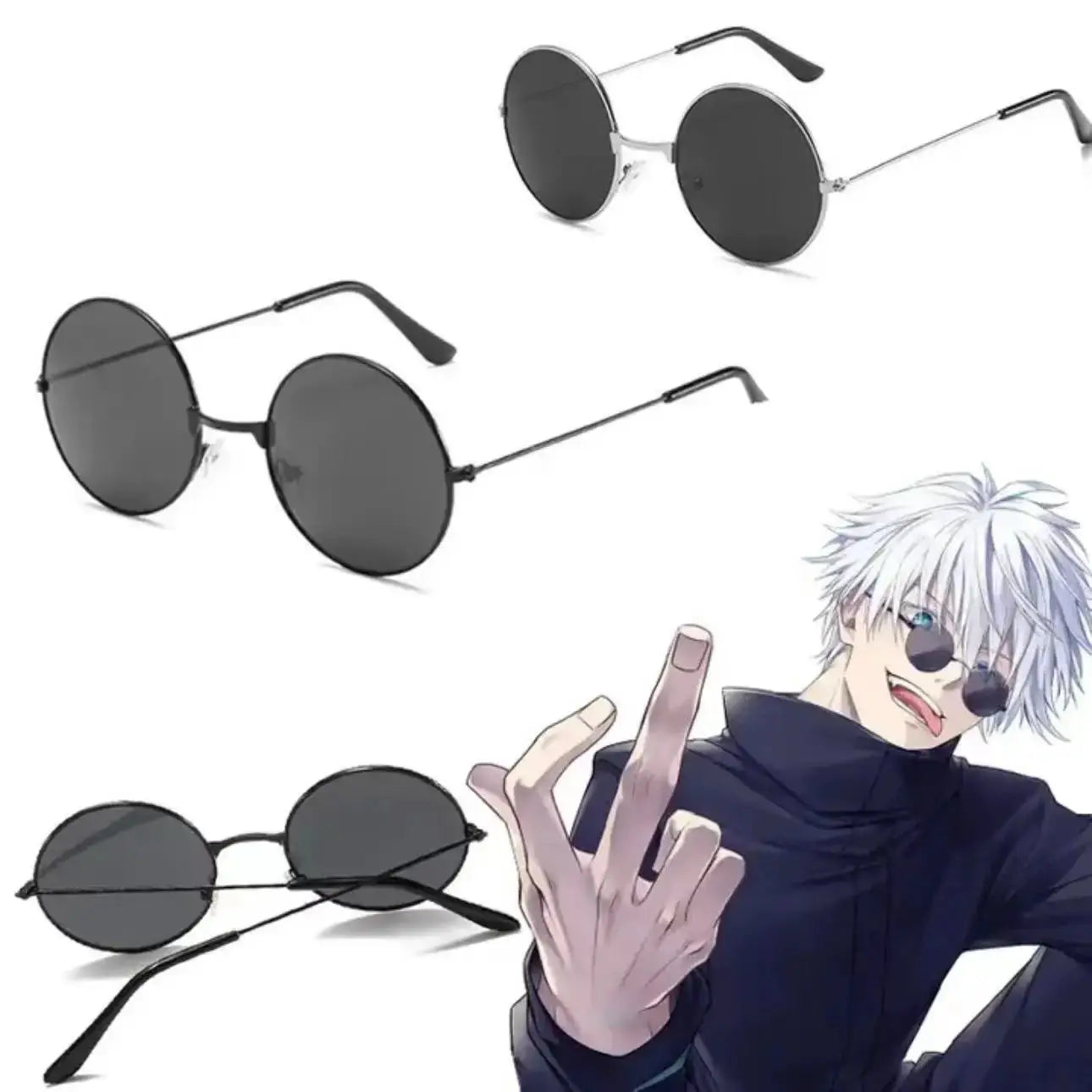Gojo Satoru Cosplay Glasses Unisex Black Metal Frame for Jujutsu Kaisen Fans and Parties