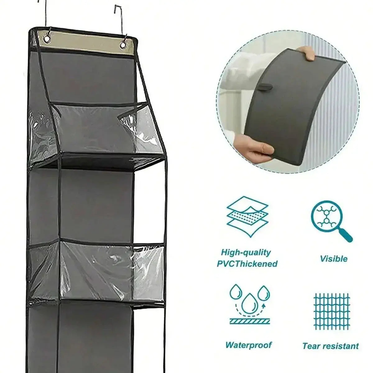 Simples Market hanging fabric storage bag organizer with 4/6 layers and clear PVC pockets