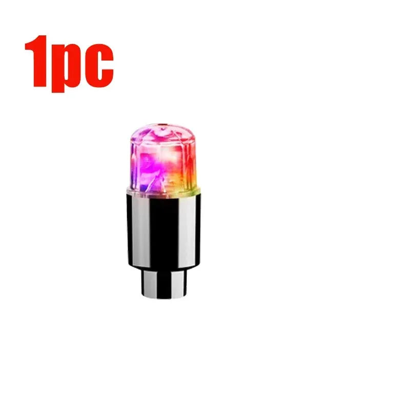 Car valve cap LED light with multicolor flashing RGB bulb