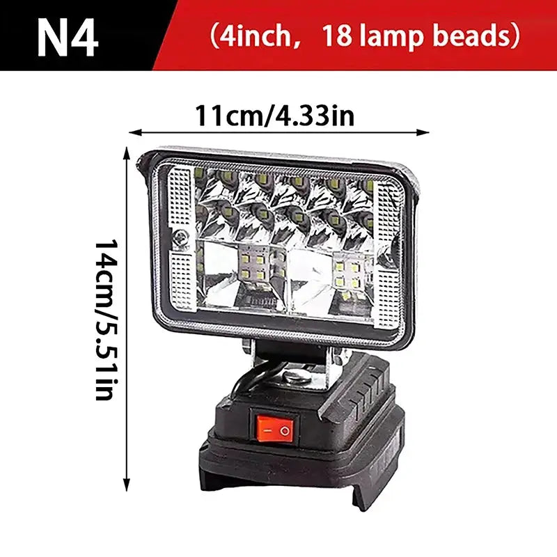 HOMEFISH Makita 18V LED Work Light, black portable emergency flood lamp by Simples Market
