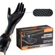 Industrial Black Nitrile Gloves 8 Mil Heavy Duty Diamond Textured Latex Free Disposable For Mechanics Auto Tattoo