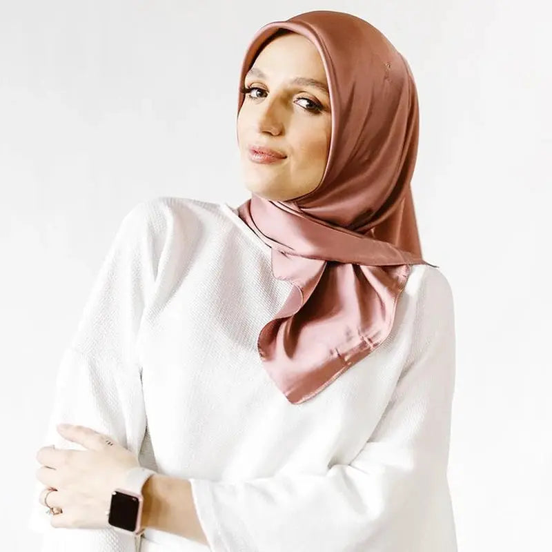 SatinLuxe 90x90 cm Satin Square Hijab Scarf For Everyday Modest Style And Elegant Wrap
