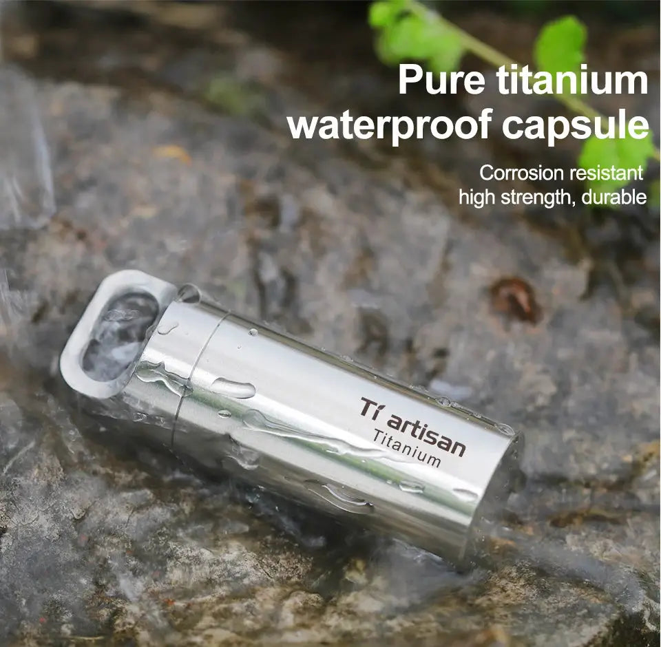 Tiartisan titanium waterproof pill capsule container, compact sealed medicine bottle