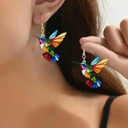 Cross Border Spring Festival Colorful Bird Acrylic Earrings Europe America 2024 Hot Selling Fashion Retro Jewelry