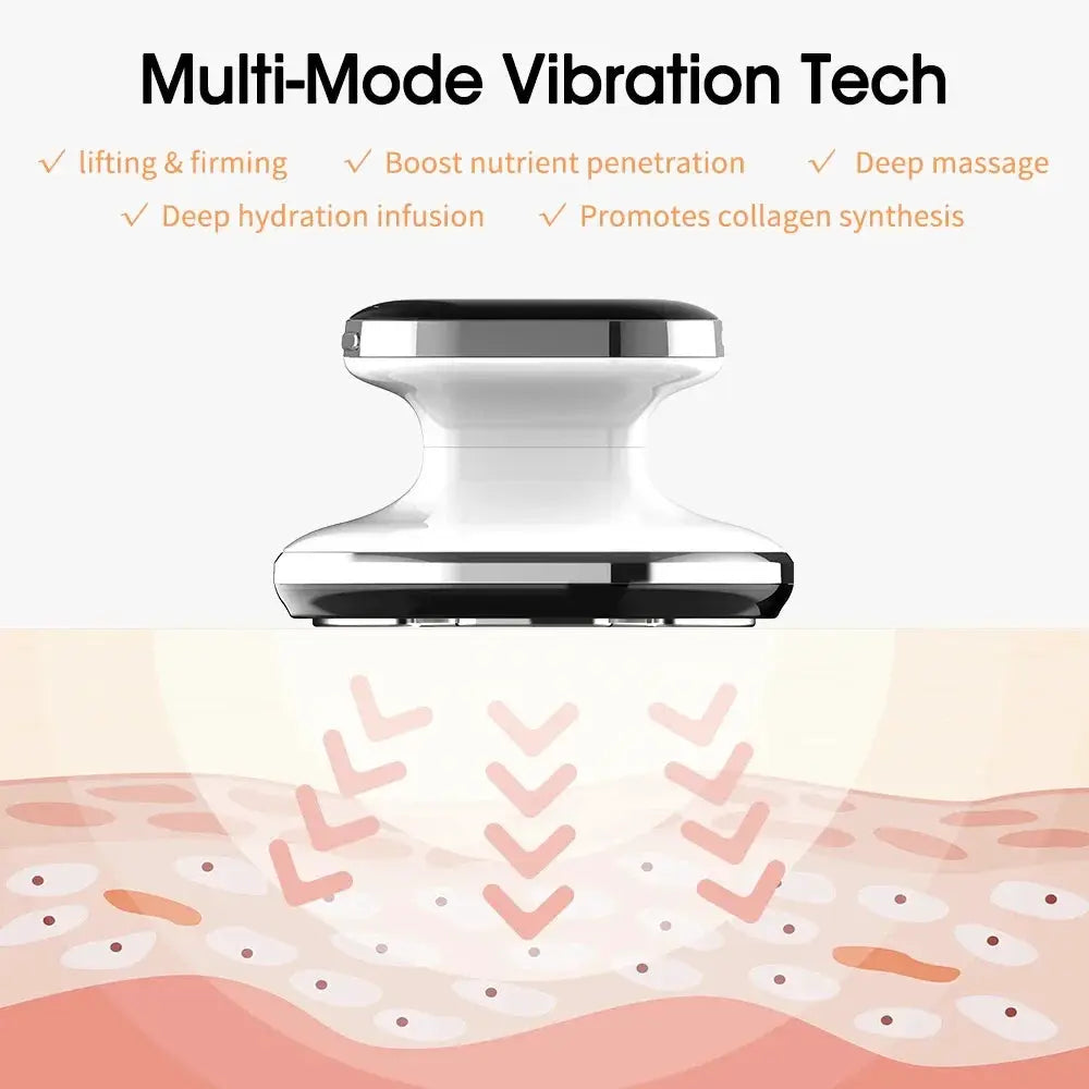 Cordless body slimming massager; handheld device with 4 modes and LED light for belly, waist, arms and legs
