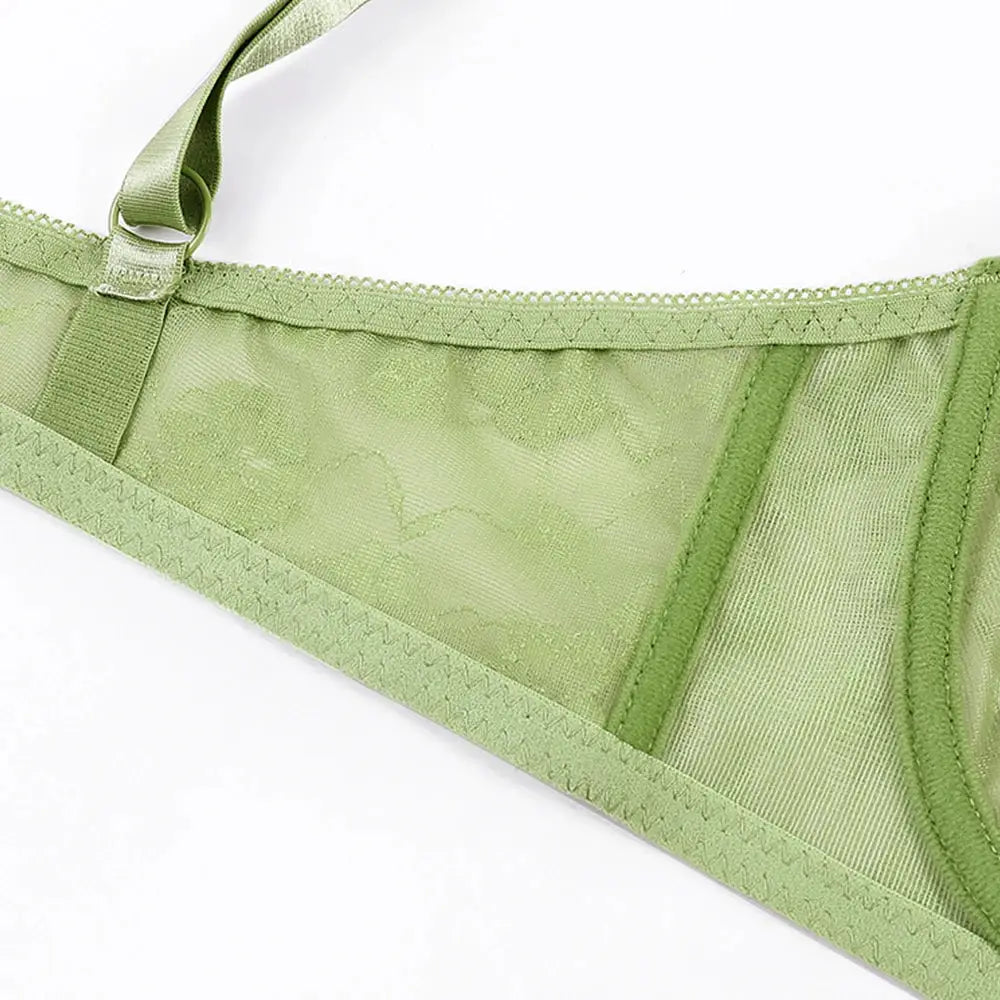 Plus-size Simples Market green lace underwire bra with adjustable straps, B-E cup