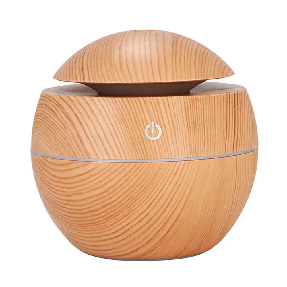 Wood Grain Ultrasonic Humidifier And Essential Oil Diffuser For Bedroom With Cool Mist Aromatherapy