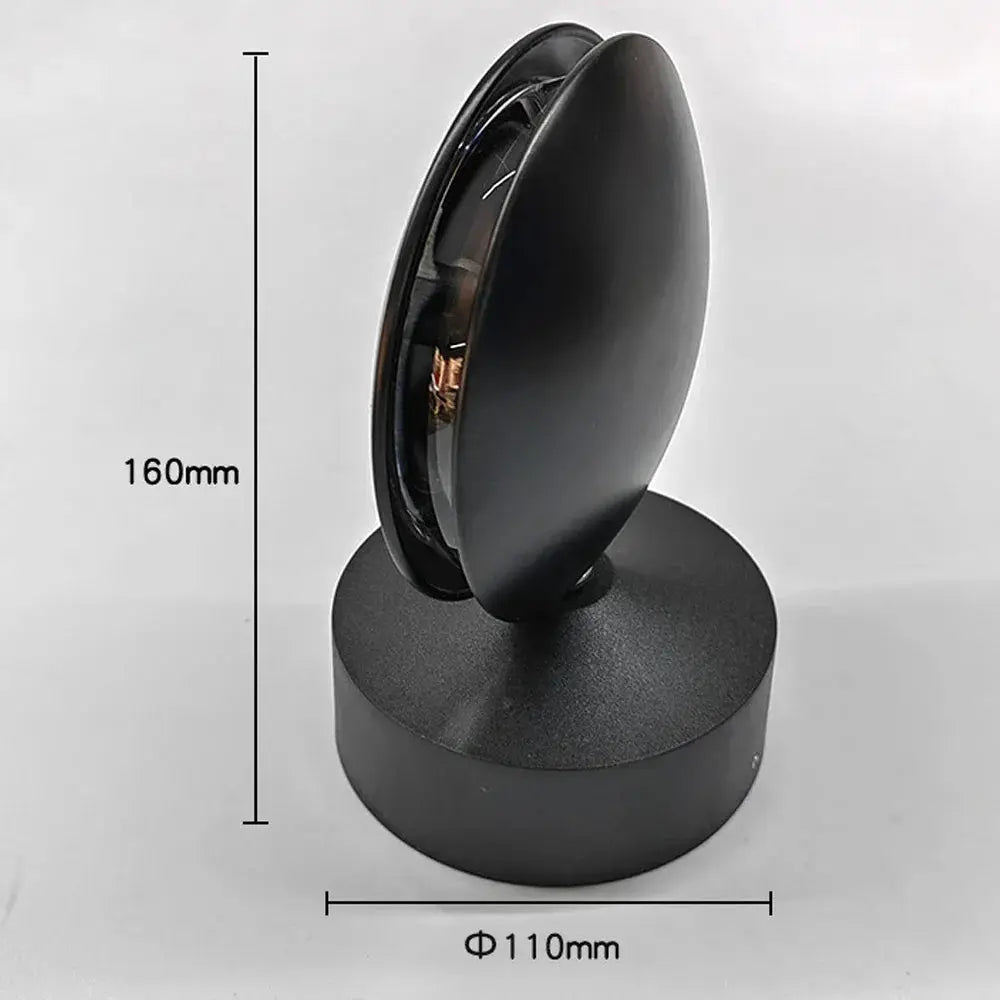 9W LED Window Sill Lamp by Simples Market, black rotatable COB on round base (160mm tall, Ø110mm).