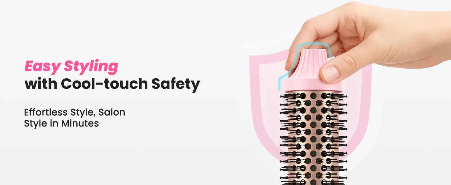Simples Market Thermal Brush Blowout Boost 1.5-inch heated round brush, pink with cool-touch handle
