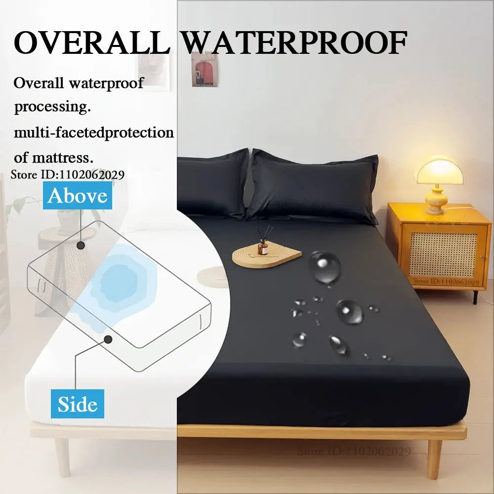 Simples Market waterproof mattress protector, gray fitted sheet for single to king sizes