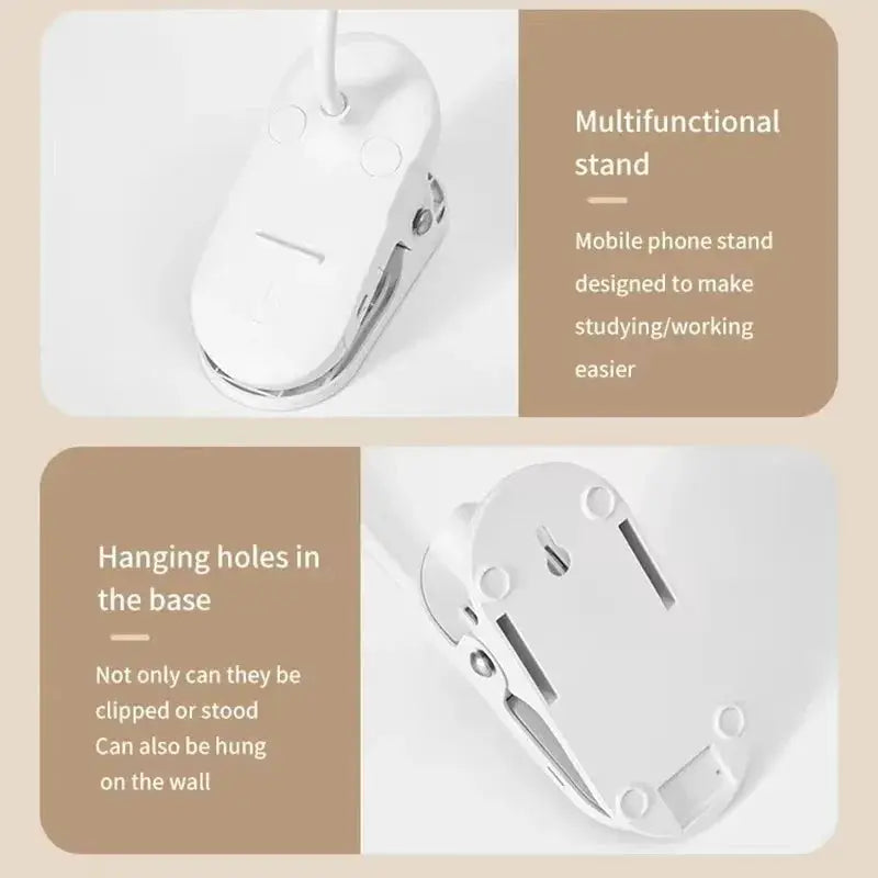 Aurora Tech Led Table Lamp Usb Rechargeable Folding Clamp With Touch Control And Three Dimmer Modes Eye Protection