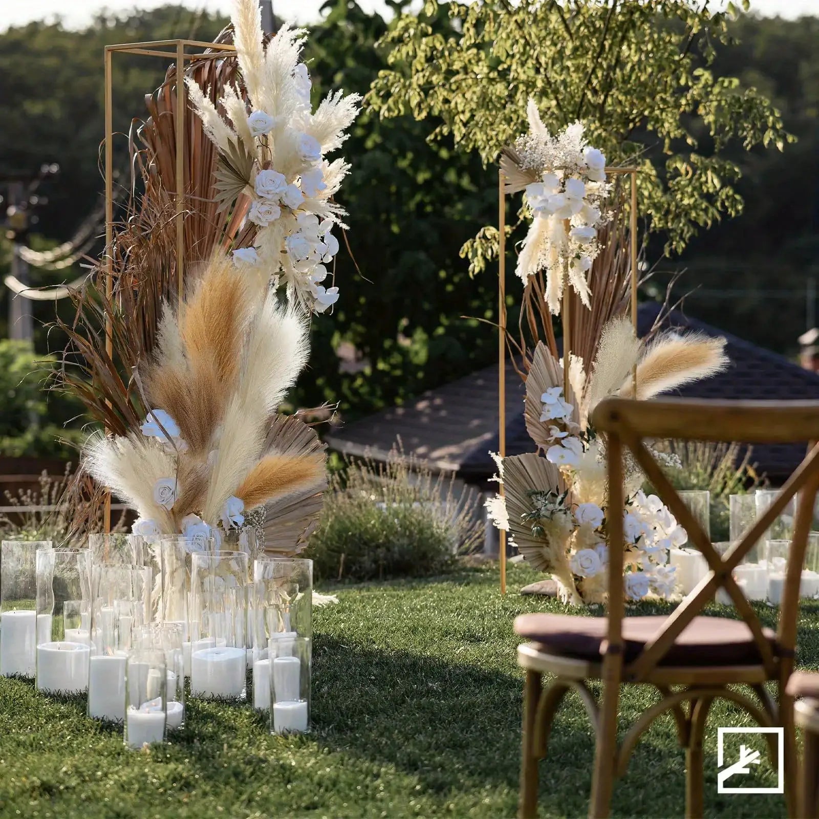Simples Market 6pc artificial pampas grass decor with white roses for DIY wedding table arrangements