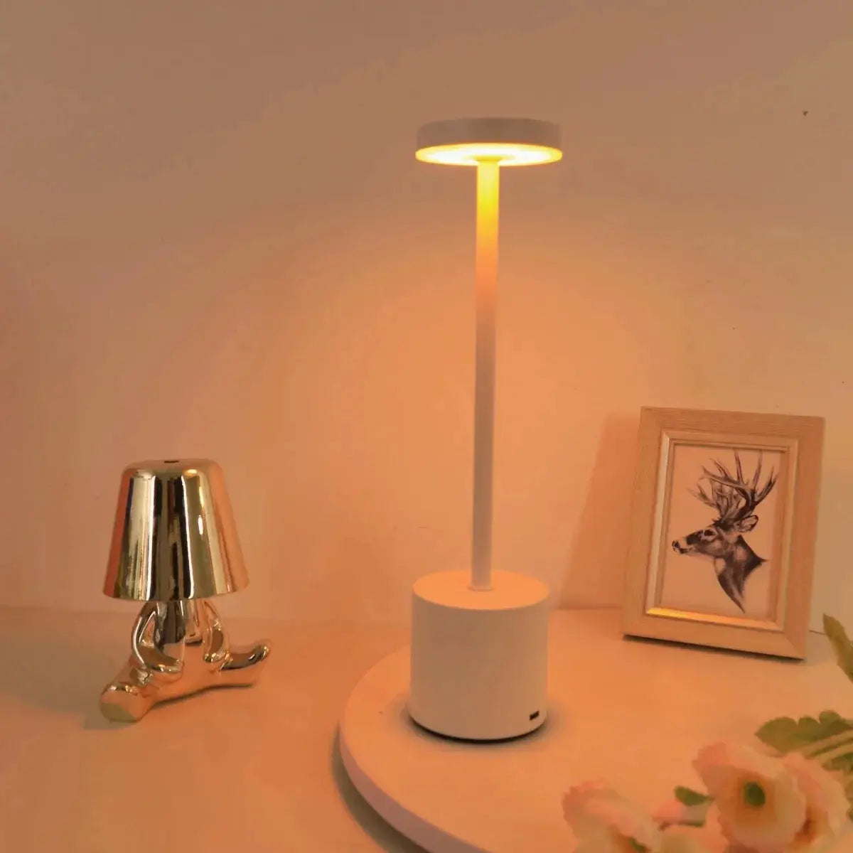 LumaNova Classic USB Rechargeable Table Lamp With Stepless Dimming, Touch Control, Night Light, And 3 Color Options