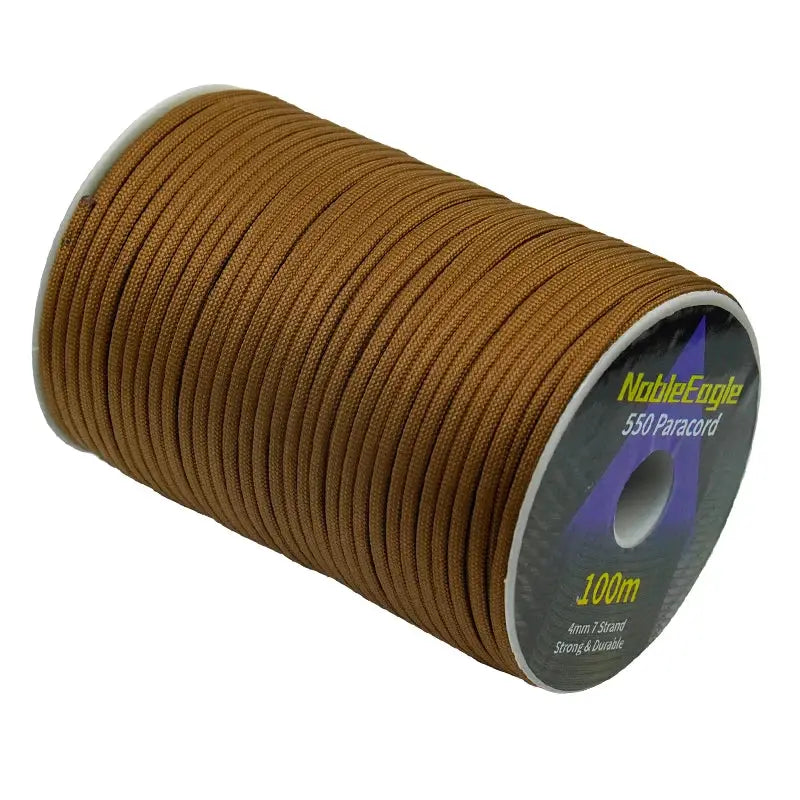 550 paracord spool in brown, 4mm, 7-strand, NobleEagle 100m paracord