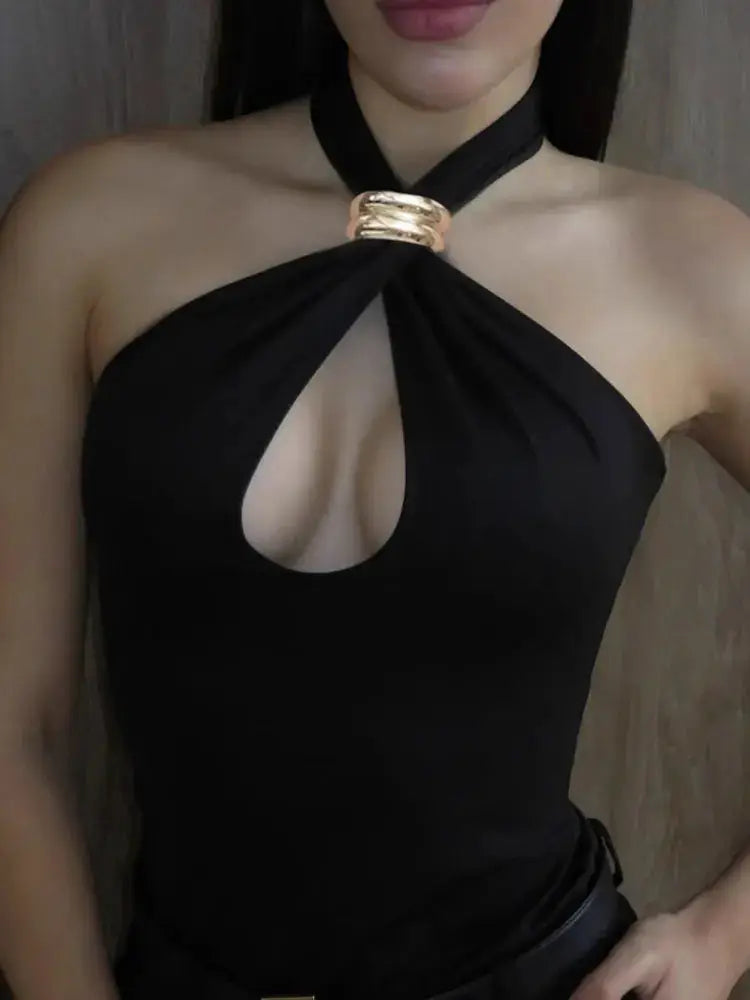 Tossy Summer Vest Top for Women Hollow Out Backless Cropped Y2K Twist Tank Top Flattering Body Contour Fit
