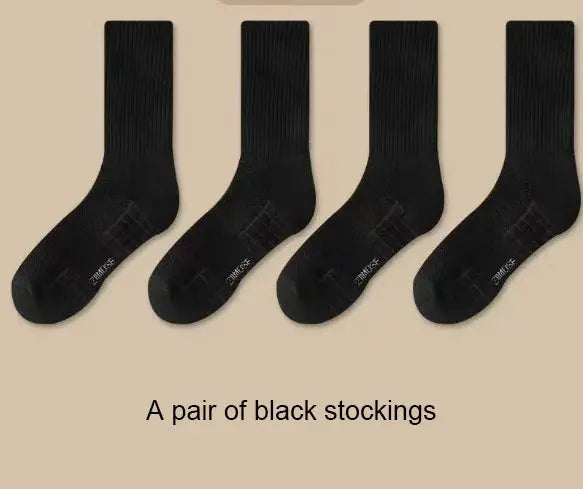 Men's White Cotton Deodorant Winter Socks 1 Pair Mid Tube With Velvet Bottom And Thickened Towel Basketball Socks