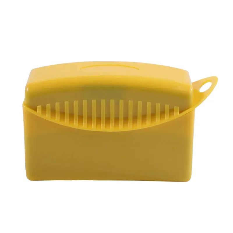 Car wheel detailing sponge brush in yellow ABS plastic with built-in comb-like bristles