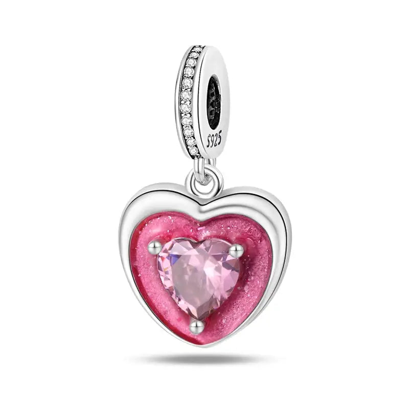 925 Silver Plated Magic Mirror Perfume Princess Angel Pink Charms Beads Fit Pandach 925 Bracelet Fine DIY Jewelry