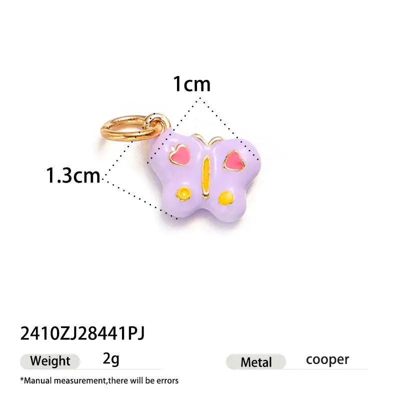 Single butterfly pendant hoop earring in lavender enamel with a gold-tone hoop