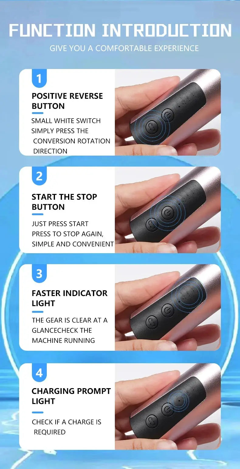 Foot care file electric foot callus remover in black and silver with 4-step usage guide