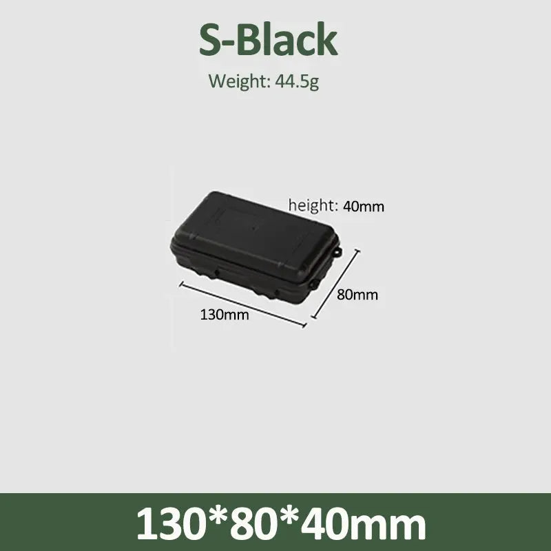 Survival box S-Black outdoor plastic waterproof sealed storage 130x80x40 mm