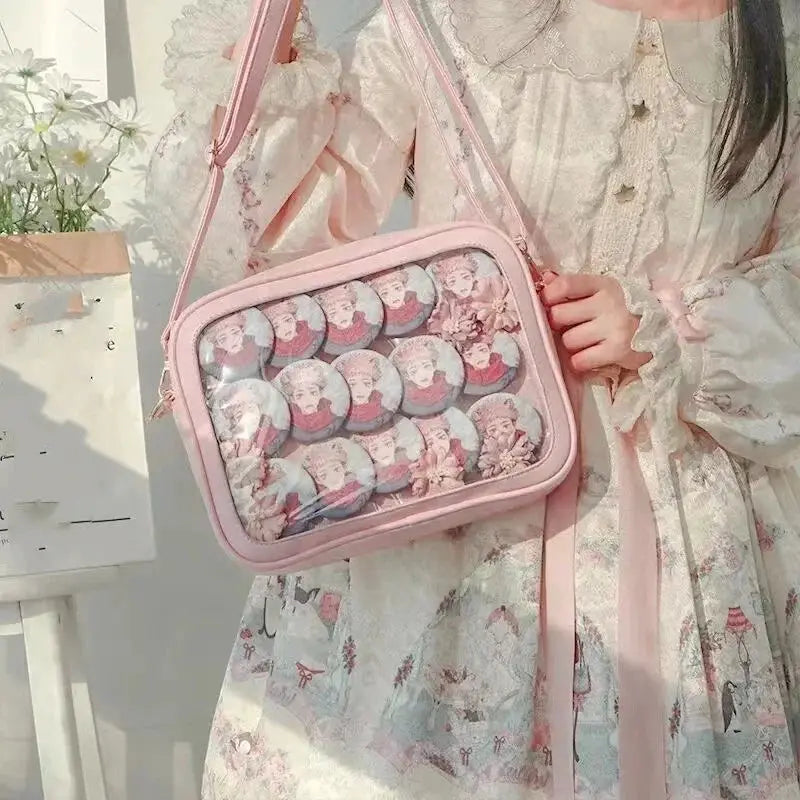 Transparent Itabag Crossbody Bag PU Leather JK Style Women Shoulder Bag Clear Bag For School And Everyday Use