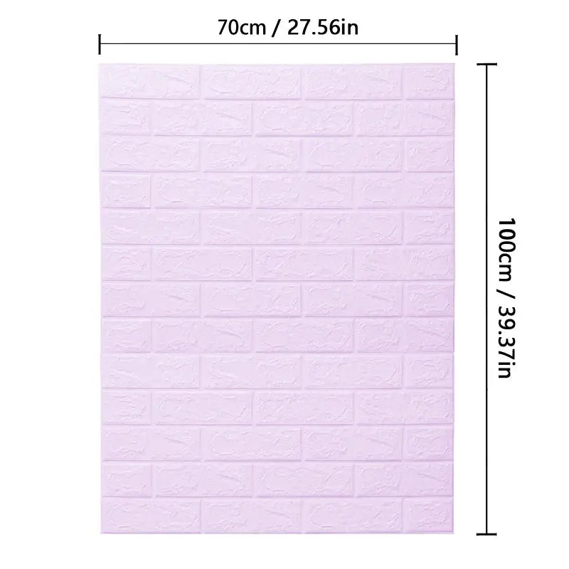 3D brick-pattern wall panels wallpaper by Simples Market, pink, waterproof, 70cm x 100cm