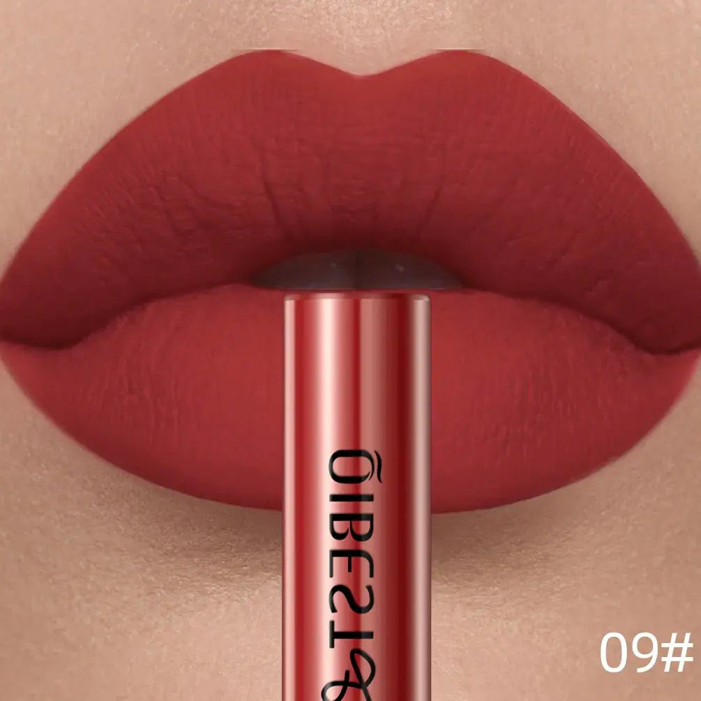 QIBEST Matte Liquid Lipstick Waterproof Long Lasting Velvet Lip Gloss Tint Tube Matte Nude Pigment Red Lipgloss Lips Makeup - Simples Market