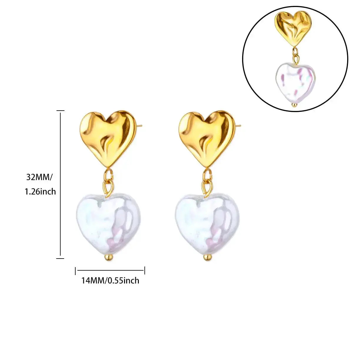 Hollow Zircon Heart Earrings For Women Stainless Steel Gold Color Jewelry Gift Free Shipping Luxury Wedding Accessory