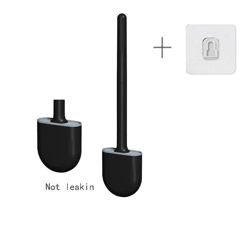 CleanNest Wall Hanging Toilet Brush With Holder Long Handle Silicone Brush Soft Bristles For Rim Cleaning
