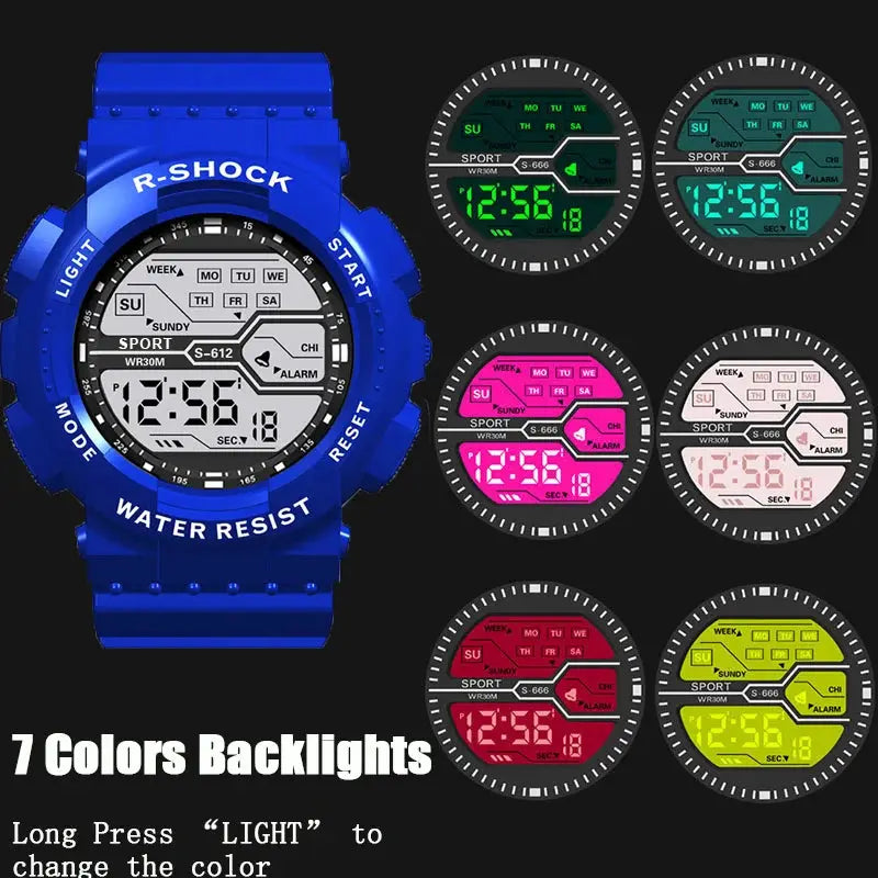 Summit Gear Outdoor Sport Mens Watch Multifunction Large Screen LED Display Waterproof Military Digital Wristwatch